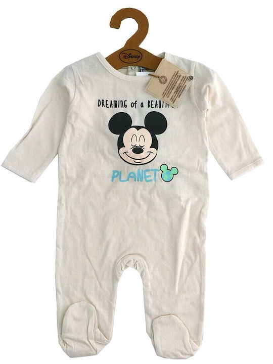 Disney Mickey Mouse Бебешко Боди Дълъг ръкав Бежов