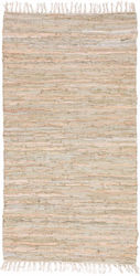 Πέρσικα Leather Rugs Solid Δερμάτινο με Κρόσια 70x130cm Light Grey