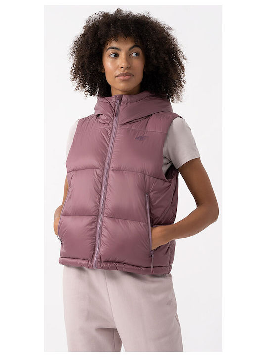 4F Scurt Jachetă de femei Fără mâneci Puffer pentru iarnă Pink