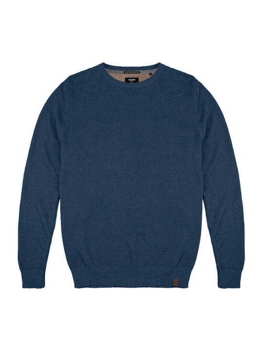 Double Men's Long Sleeve Sweater Blue