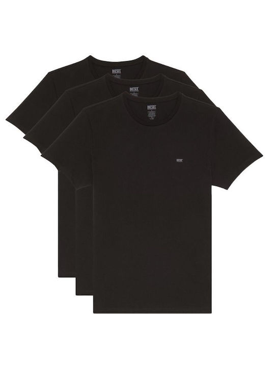 Diesel 3pack Herren T-Shirt Kurzarm Schwarz