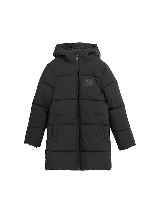 4F Jachetă casual pentru copii cu glugă Negru
