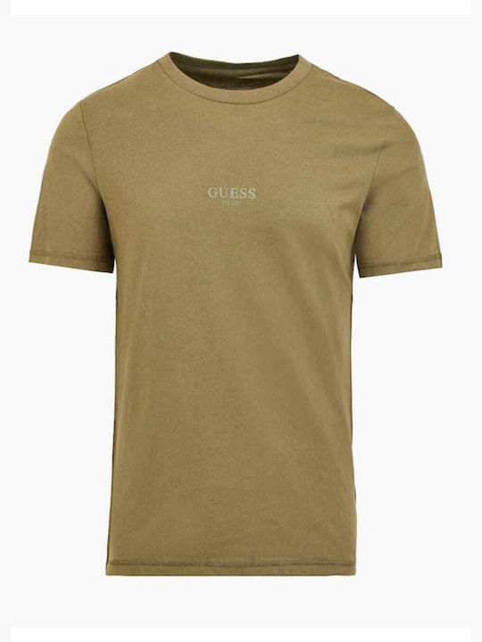 Guess Herren T-Shirt Kurzarm Khaki