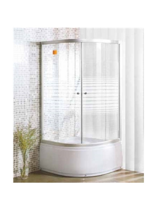 020.00.030005 Cabin Bathtub Semi-circular with Sliding Door 90x90x150cm