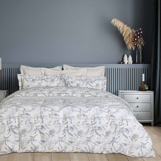 Das Home Happy 9613 Σετ Σεντόνια Υπέρδιπλα 240x260εκ. Γκρι - Κιτρινο - Κρεμ (4τμχ)