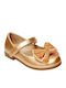 Kids Anatomic Leather Ballerinas with Hoop & Loop Closure Gold