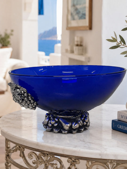 ForHome Dekorative Schale Glas Blau 22,5x22,5x12cm