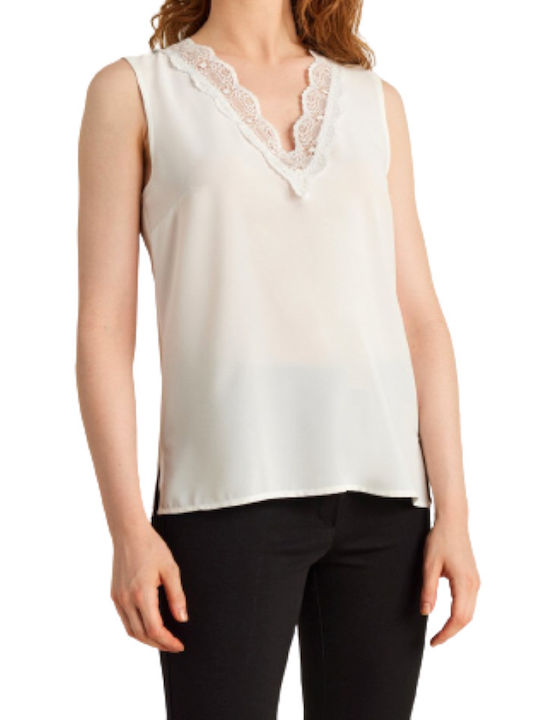 Forel Damen Bluse Ärmellos Beige