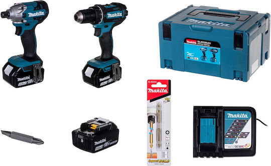 Makita DLX2339JX1 Σετ Δραπανοκατσάβιδο & Μπουλονόκλειδο 18V με 2 Μπαταρίες 5Ah και Θήκη