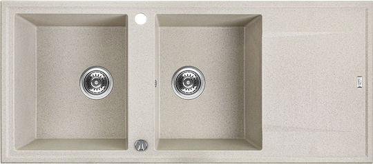 Laveo Großer Drop-In Küchenspüle aus Flüssigem Granit M50xB50cm Graue