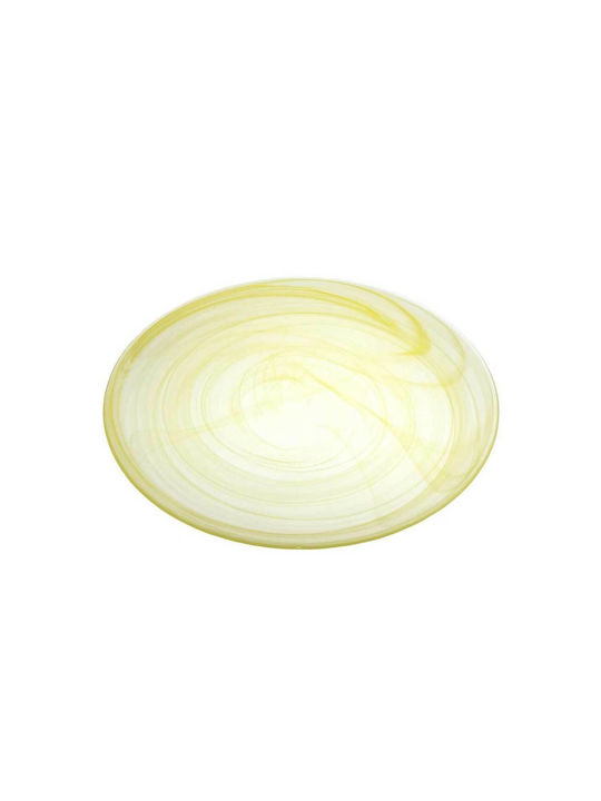 Round Glass Serving Platter Yellow Ø