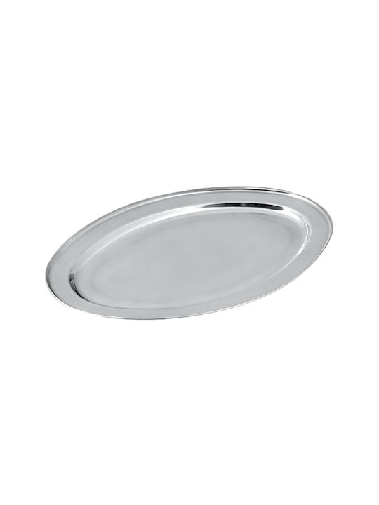 Oval Stainless Steel Serving Platter Silver 30x20cm