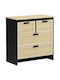 Wooden Chest of Drawers with 4 Drawers Black 80x38x80cm