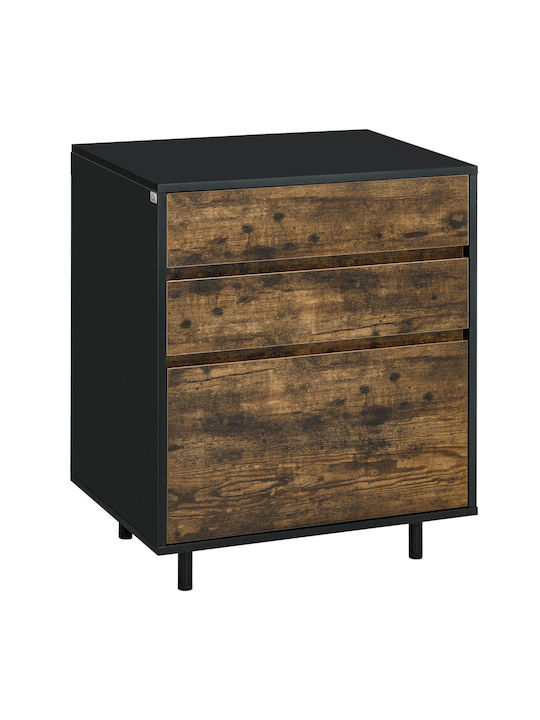 Wooden Chest of Drawers with 3 Drawers Brown 60x45x75cm