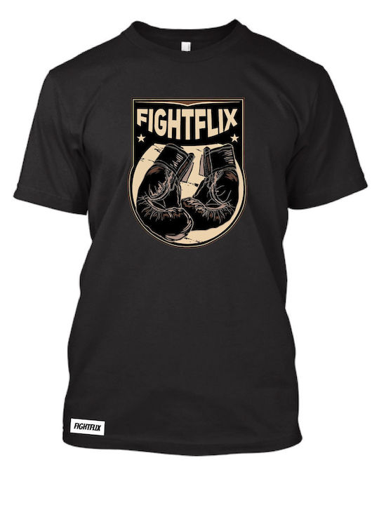 FightFlix T-shirt Bărbătesc cu Mânecă Scurtă Negru