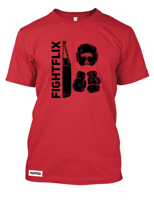FightFlix T-shirt Bărbătesc cu Mânecă Scurtă Roșu
