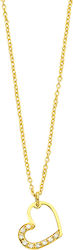 Ekan Women's Gold 14K Heart Necklace with Diamond