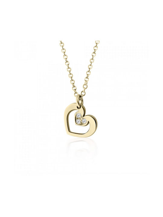 Ekan Necklace with design Heart from Gold 14K with Diamond