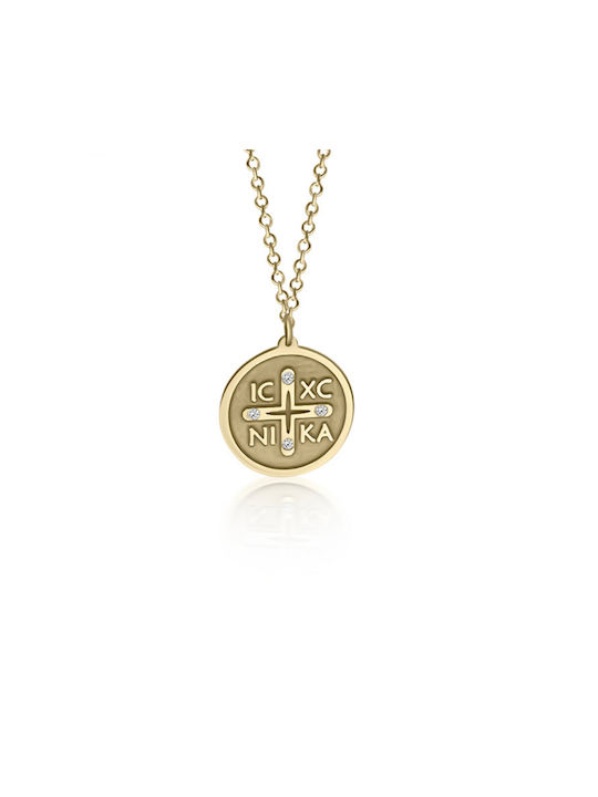 Ekan Necklace Constantine Talisman from Gold 14K with Diamond