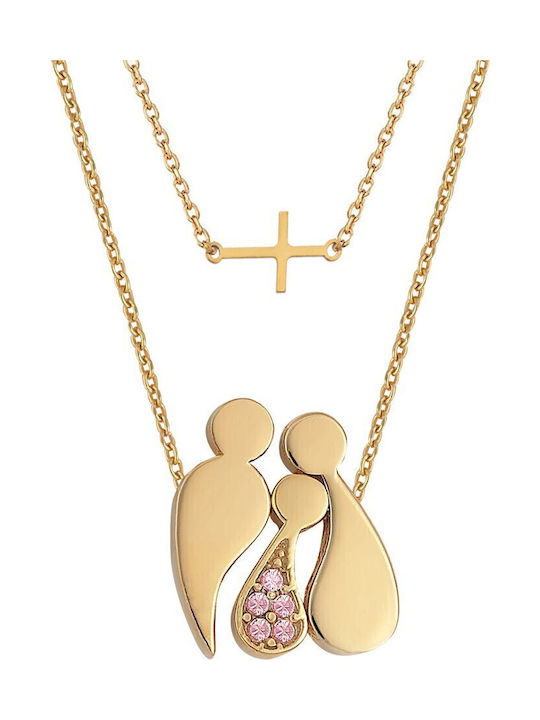 Verorama Double Family Necklace Made of Gold Pl...