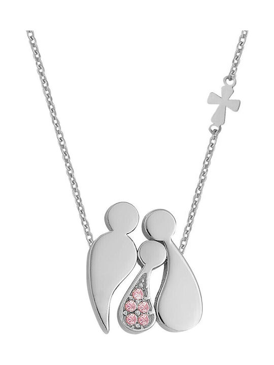 Verorama Family Necklace in Silver Pink