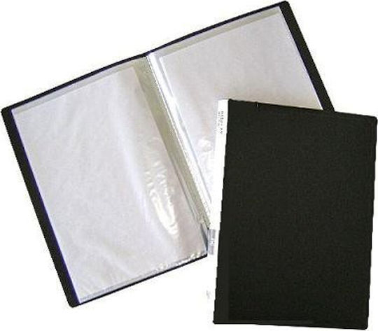 Forpus Clipboard Flexible with 60 plastic sleeves Slides for Paper A4 Black 1pcs