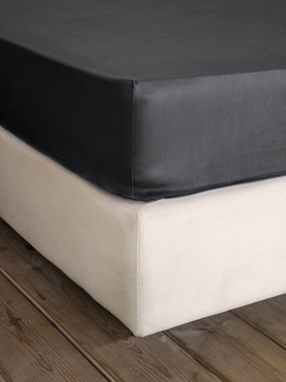 Nima Cearșaf Super dublu cu Elastic 165x205+35cm. Superior Negru