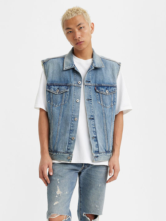 Trucker Ärmellos Jeansjacke Jacke Blue