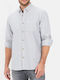 Long-sleeved Cotton Shirt Striped Gray