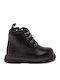 Leather Kids Boots with Zipper Black