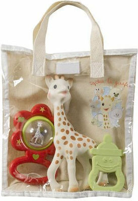 Sophie La Girafe Teething Rattle made of Silicone for 3 m+ Red / Green 1pcs