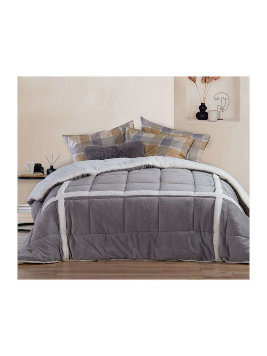 Nef-Nef Homeware Κουβερτοπάπλωμα Μονό 160x220εκ. Versan Grey