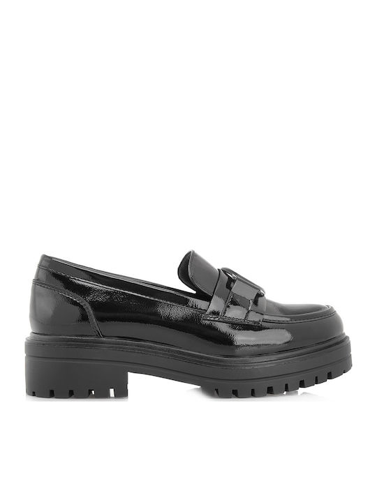 Лачени Дамски Loafers в Черен Цвят