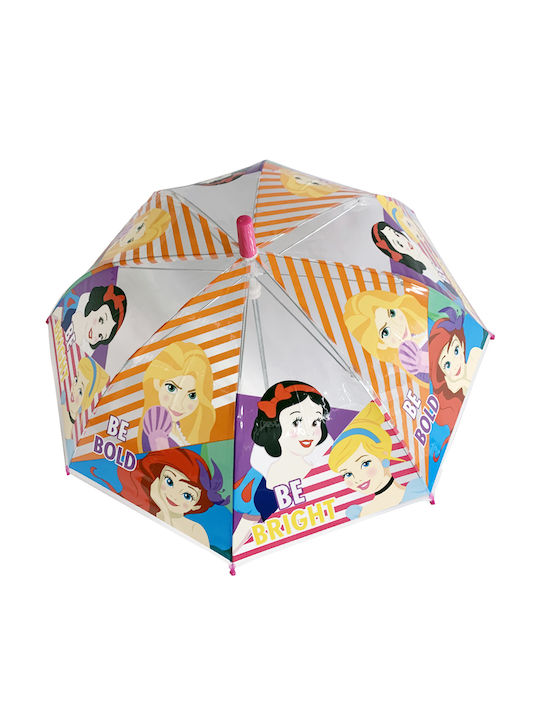 Disney Kinderregenschirm Gebogener Handgriff Princess Stripes Rosa mit Durchmesser 38cm