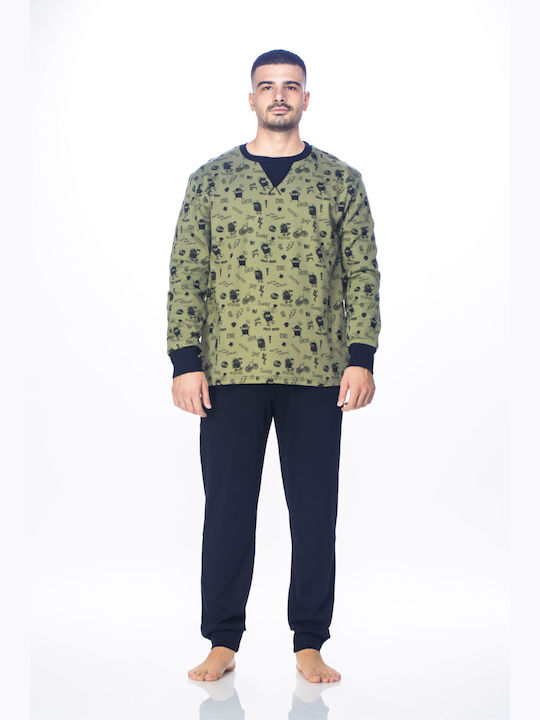 Koyote Men's Winter Pajamas Set Green ΚΓ