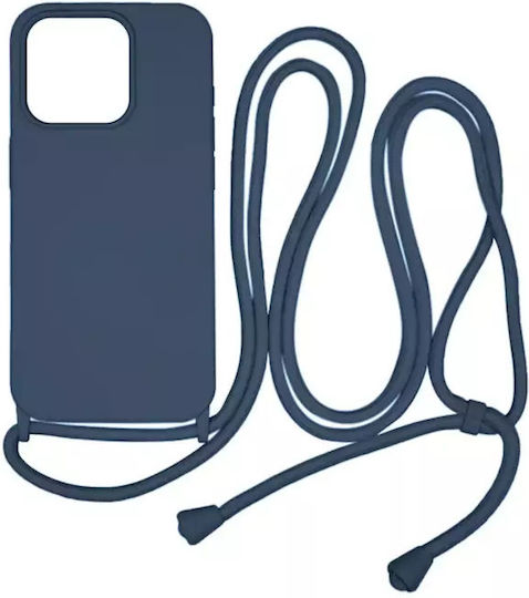 Vivid Back Cover Σιλικόνης με Λουράκι Navy Μπλε (iPhone 15 Pro)