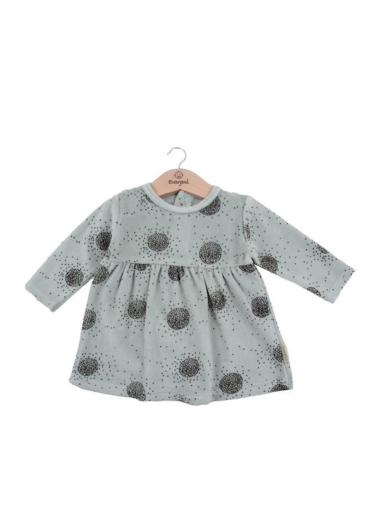 Kinderkleid Langärmelig Samt Grün