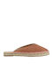Flat Suede Mules in Tabac Brown Color