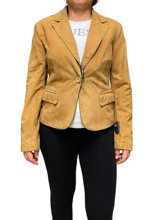 MARKOS LEATHER Damen Leder Blazer Braun