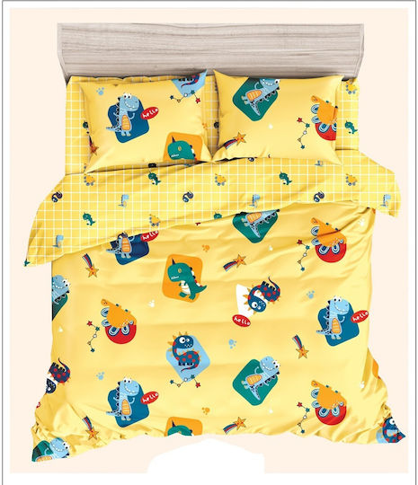 Mc Decor Kids Duvet Set Single with Pillowcase Yellow 160x240cm Mc Decor Kids Duvet Set Single with Pillowcase Yellow 160x240cm