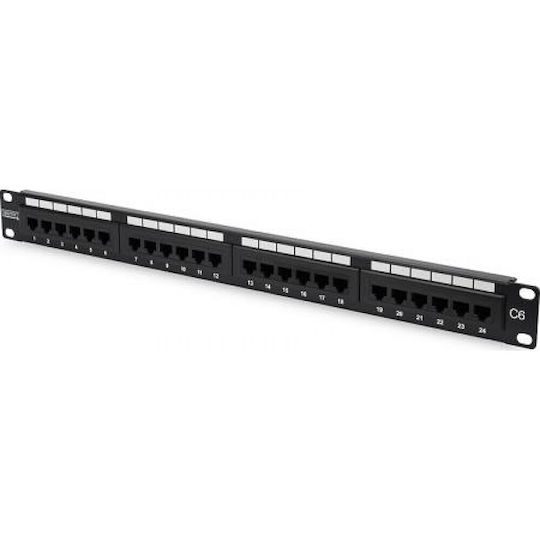 Safewell Κάλυμμα Πάνελ για Rack 1U 19" 24 Θυρών cat6 Μαύρο