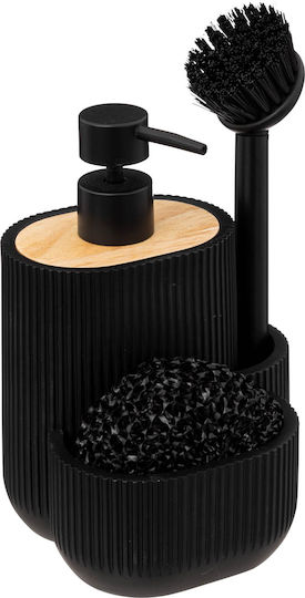 5Five Dispenser Bucătărie Plastic cu Suport pentru Burete Negru 500ml 5Five Dispenser Bucătărie Plastic cu Suport pentru Burete Negru 500ml