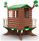 Feber Plastic Kids Playhouse with Fence Brown Tree House 151x50x116.5cm