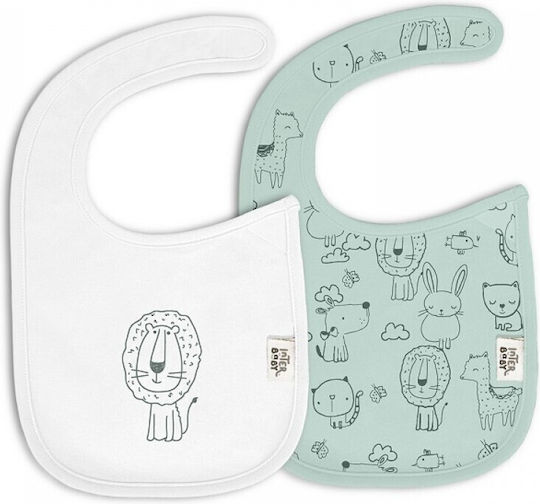 Interbaby Animalitos Σαλιάρα με Αυτοκόλλητο Πράσινη 2τμχ