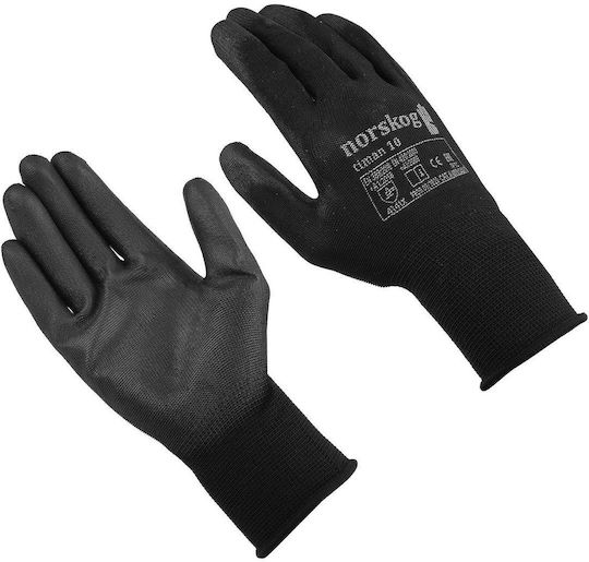 Norskog Timan Gloves for Work Black Polyurethane/Polyester 1pcs
