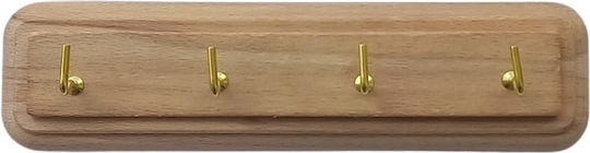 Hölzernes Wandhalterung 4 Haken 18x4.5cm Hölzernes Wandhalterung 4 Haken 18x4.5cm