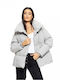 Women's Short Puffer Jacket for Winter Gray