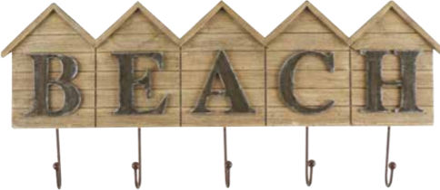 Country Casa Κρεμάστρα Τοίχου Ξύλινη 5 Θέσεων Μπεζ 73.5x5.5x31cm
