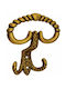 Besana Antique Wall Hanger Metal 2 Hooks Gold 11x12.7cm