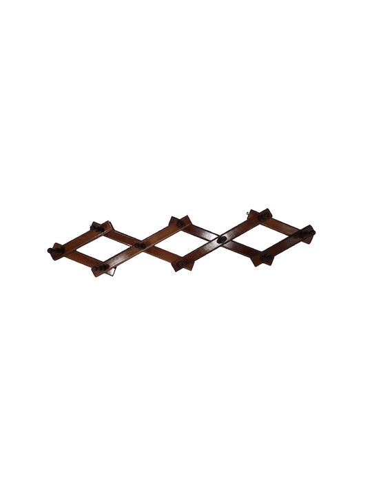 Epiplo-Fos Wooden Wall Hanger 10 Hooks Brown 82x36x8cm